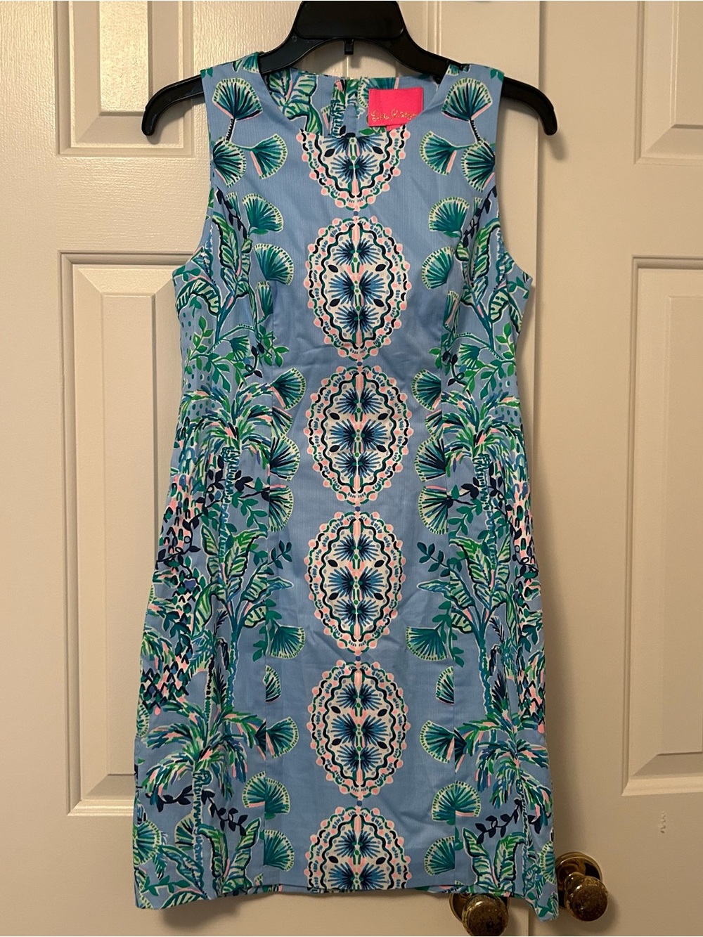 Lilly Pulitzer Mila Stretch Shift Dress Frenchie Blue Mosaic Shells Size 2 NWOT